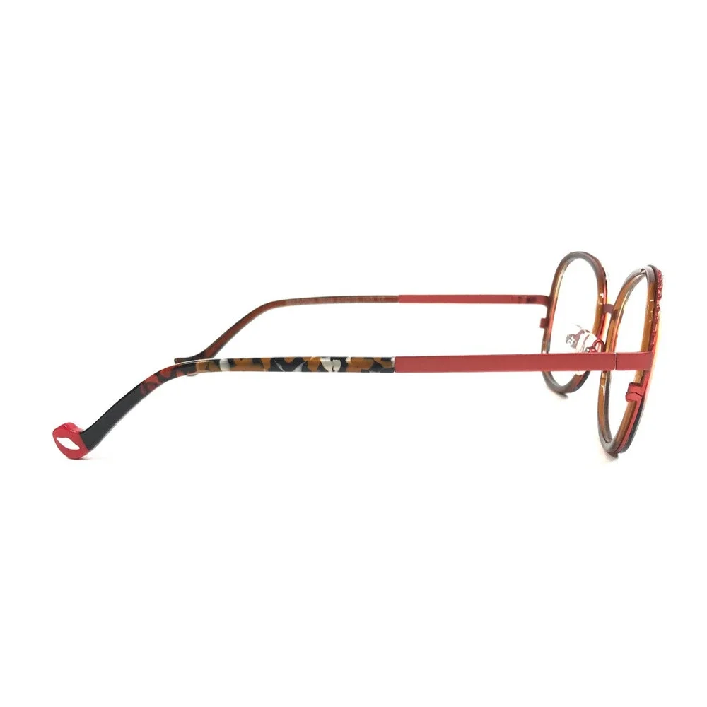 J. F. Rey Eyeglasses Frames JF2876 0060 Black Orange Brown Cat Eye 49-22-144